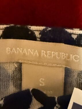 Banana Republic Navy and White Dot Blouse